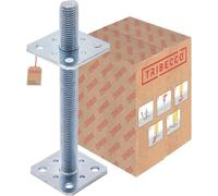 TRIBECCO® Support de poteau, vertical, réglable, (80 x 80 x 250 cm/filetage M 24), pied de support/de sol réglable en hauteur, galvanisé, en béton, à visser