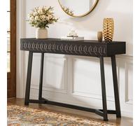 Tribesigns 140 cm Moderne Table Console, Table d'entrée Noire avec 2 tiroirs, Table de canapé rectangulaire derrière Le canapé pour entrée, Hall, Coul