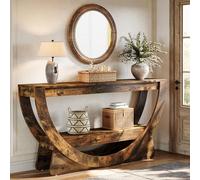 Tribesigns 160 cm Table console, Table d'entrée à 2 étages avec étagères, Longue table basse derrière le canapé pour l'entrée, le salon, l'entrée, le hall d'entrée