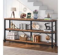 Tribesigns 180 cm table console, 3-tier table basse industrielle avec cadre métallique, table basse moderne avec casiers de rangement pour salon entrée couloir foyer