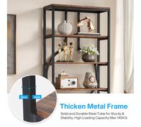 Tribesigns 180 Industrial Bookshelf, 6-Tier Tall Etagere Bookcase with Open Shelves, Metal Decorative Book Shelf Storage Shelving Unit for Living Room and Home Office, Rustic Brown