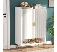 Tribesigns Armoire à chaussures avec portes, 6-tiers armoire à chaussures avec étagères réglables, rack à chaussures en bois pour entrée, couloir, armoire, salon
