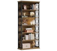 Tribesigns Bibliothèque 6 Niveaux 185 cm, Étagère Industrielle Bibliotheque Livre Ouverte, Rack de Rangement Haut pour Bureau à Domicile, Salon, Chambre (Marron & Noir)