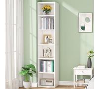 Tribesigns Bibliothèque à 6 niveaux, 180 cm Étagère sur pied, Étagère étroite de rangement livres Étagère cubique pour le salon, Blanc