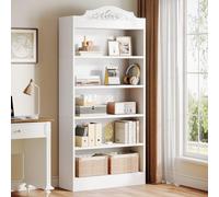 Tribesigns Bibliothèque Arquée de 190 cm, avec Étagères de Rangement, Grande Bibliothèque Ouverte Blanche, Étagères d'Affichage Bois pour Chambre à Coucher, Salon, Bureau à Domicile