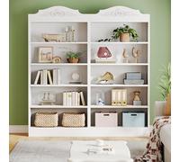 Tribesigns Bibliothèque Arquée de 190 cm, avec Étagères de Rangement, Grande Bibliothèque Ouverte Blanche, Étagères d'Affichage Bois pour Chambre à Coucher, Salon, Bureau à Domicile, 2PCS