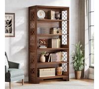 Tribesigns Bibliothèque vintage 6 niveaux de style mi-siècle moderne, 180 cm de hauteur, étagère de rangement à 6 compartiments pour bureau à domicile, salon, chambre à coucher