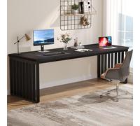 Tribesigns Bureau 180 cm, grande table d'ordinateur PC Table de bureau avec châssis métallique robuste, poste de travail (sans chaise) (Noir)