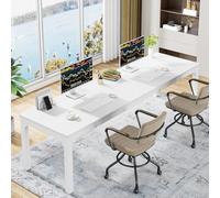 Tribesigns Bureau d'Ordinateur 200 x 70 x 75 cm - Double Longue Table Pour Étudiants et Travailleurs - Bureau d'Étude Blanc