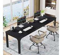 Tribesigns Bureau Informatique pour Ordinateur Portable, Table d'étude Longue Double pour Chambre de Bureau à Domicile, 200 x 70 x 75 cm, Noir