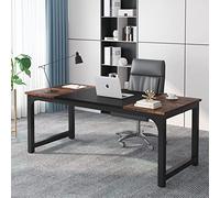 Tribesigns Bureau pour Ordinateur Portable,Table,180 x 80 cm Bureau d’étude pour Le télétravail, Poste de Travail pour B-ureau, Chambre, Facile à Monter (Marron Rustique/Noir, 180 x 80 x 75 cm)