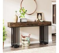 Tribesigns Console Entree, Table d'entrée avec Cadre métallique élégant de Style Industriel pour Le Salon, l'entrée ou Le Couloir 140 cm, Marron Marron G