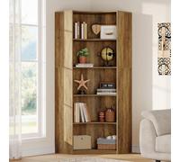 Tribesigns Étagère d'angle 6 Niveaux, 180 cm de Haut, Bibliothèque Angle aux Bords Arrondis, Meuble de Rangement Style Ferme pour Salon, Chambre, Cuisine ou Bureau (Marron Rustique)