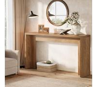 Tribesigns Farmhouse - Table console de 140 cm avec espace de rangement - Table basse rustique en bois marron - Pour entrée, foyer, couloir, salon (chêne clair)
