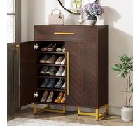 Tribesigns Meuble à Chaussures pour 20 Paires, Armoire à Chaussures Autoportante à 5 Niveaux avec Portes et Étagères Réglables, Rangement Organiseur de Chaussures pour Entrée, Couloir et Salon