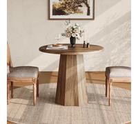 Tribesigns Petite Table à Manger Ronde pour 2 à 4 Personnes, Table de Cuisine 80 cm avec Pied octogonal pour Salle à Manger, Salon, Marron (Table Seule)