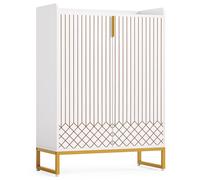 Tribesigns Shoe Cabinet with Doors, 5 Tiers Shoe Storage Cabinet for Entryway, 25 Pairs Wooden Cabinets, Modern Organizer Storage for Living Room, Bedroom, Hallway, Closet, White