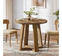 Tribesigns Table à Manger Ronde Petite pour 2-4 Personnes, Table de Cuisine Campagnarde pour Petit Espace, Salle à Manger, Cuisine, Appartement, 80 × 80 × 75 cm, Brun Rustique