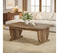 Tribesigns Table Basse Bois Rectangle, Grande Table de Salon Rustique Farmhouse, 120 x 60 x 50 cm (LxPxH), Table de Centre avec Piédestal Solide, Assemblage Facile, Brun Moyen