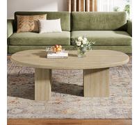 Tribesigns Table basse ovale en bois pour salon, table d'appoint, ovale, 115 x 65 x 40 cm, utilisable comme table d'appoint, durable et stable, style moderne (chêne clair)