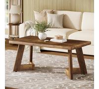 Tribesigns Table Basse, Table de Salon Style Campagne avec Pieds en V, 120 x 60 cm Table Basse Rectangulaire pour Canapé, Facile à Assembler, Brun Rustique
