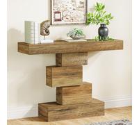 Tribesigns Table console, 108 cm table d'appoint étroite en bois derrière le canapé avec base géométrique peu encombrante, table d'entrée (chêne clair)