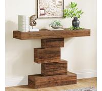 Tribesigns Table Console,108x 30 x 80 cm, Table d'entrée avec Pied Design marquant, Table d'appoint étroite en Bois, Table Basse pour Le Salon, l'entrée, la Chambre à Coucher, Brun Rustique