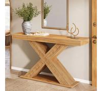 Tribesigns Table console, 140 cm table console de ferme pour l'entrée, table basse moderne pour le salon avec socle en X en bois épais