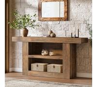 Tribesigns table console 160 cm, d'appoint et de couloir, table basse étroite avec 3 étages en bois derrière le canapé, pour entrée, couloir, salon, marron