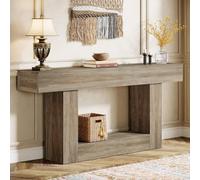 Tribesigns Table console, 160 cm, table d'entrée à 2 étages, table basse avec espace de rangement, bois de ferme derrière table basse pour salon, couloir (gris clair)