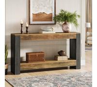Tribesigns Table console de 160 cm, ferme 2 étages table basse rectangulaire étroite en bois derrière le canapé pour couloir, entrée, marron