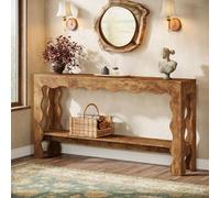 Tribesigns Table console de 160 cm, table d'entrée étroite à 2 niveaux avec pieds festonnés, table de canapé rustique derrière le canapé pour couloir,