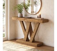 Tribesigns Table console en bois massif, 120 cm ferme entrée table canapé avec double base en forme de V pour salon couloir