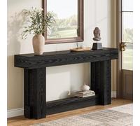 Tribesigns Table Console Extra Longue 160 cm, Table d'Entrée Rectangulaire en MDF Bois avec Maserure Prononcée, Table de Canapé avec Rangement pour Derrière Le Canapé, Couloir, Salon (Noir)