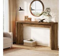 Tribesigns Table console Farmhouse de 140 cm avec espace de rangement, table basse rustique en bois marron pour entrée, foyer, couloir, salon, montage facile