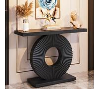 Tribesigns Table console moderne avec base géométrique, table d'entrée en bois de 101,6 cm, table de canapé, table d'appoint contemporaine pour salon, entrée, couloir, noir