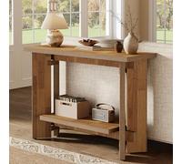 Tribesigns Table console rustique avec 2 étagères, 105 x 35 x 80 cm, table de couloir étroite en bois pour salon, couloir, entrée, facile à monter, marron