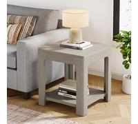 Tribesigns Table d'appoint carrée à 2 niveaux, table d'appoint en bois de style campagnard avec plateau de rangement, table de chevet rustique pour les petites pièces