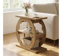 Tribesigns Table d'Appoint pour Salon, Table de Côté avec Rangement 3 Niveaux, Table de Chevet Étroite pour Petits Espaces, Chambre, Chêne Naturel
