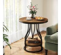 Tribesigns Table d'appoint ronde, table de chevet moderne à 2 étages, petites tables en chirsis avec espace de rangement, table de chevet avec cadre métallique pour salon, canapé