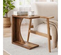 Tribesigns Table de canapé en forme de C coulissante sous le canapé, table d'ordinateur portable peu encombrante avec pieds réglables, marron rustique, pour salon, chambre à coucher, petits