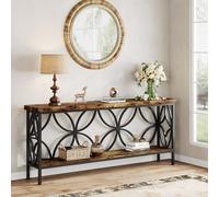 Tribesigns Table de canapé étroite de 160 cm - Table de canapé longue industrielle derrière le canapé - Console d'entrée avec rangement pour entrée, salon, foyer - Design unique - Marron