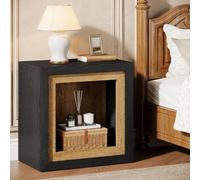Tribesigns Table de Chevet, Design encadré, 60 cm, Table d'appoint Moderne avec Rangement Ouvert, Table Basse pour Chambre ou Salon, Noir et Marron, 1 pièce