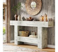 Tribesigns Table de console, table d'entrée de ferme de 160 cm avec espace de rangement, table basse en bois rustique derrière la table basse, couloir, blanc antique