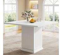 Tribesigns Table de salle à manger carrée de 90 cm avec 2 sets de table, petite table de cuisine avec socle robuste, pour salle à manger, salon, cuisine (blanc)