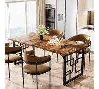 Tribesigns Table de Salle à Manger Industrielle 160 x 80 cm, Table de Cuisine pour 6 à 8 Personnes, Rectangulaire pour Cuisine, Salon, Marron Rustique