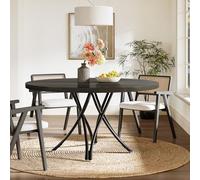 Tribesigns Table de salle à manger ronde pour 10 à 15 cm, table de cuisine ronde, table de salle à manger moderne en bois avec pieds croisés en métal robustes pour cuisine, salon, noir