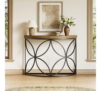Tribesigns Table de salon industrielle, 110cm console étroite derrière canapé, table de foyer avec motif floral pour salon, entrée, couloir, bureau