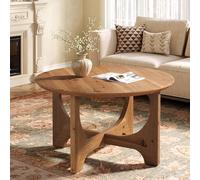 TRIBEWOOD Table Basse Ronde 80 cm en Bois Massif, Table de Salon, Table Centrale en Bois pour Appartement, Petits Espaces, Facile à Assembler, Brun Rustique