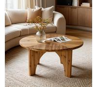 TRIBEWOOD Table Basse Ronde en Bois Massif, Table Centrale de Style Fermier de 80 cm avec Pieds incurvés, Table Basse Circulaire pour Salon, Petit Espace, Naturel